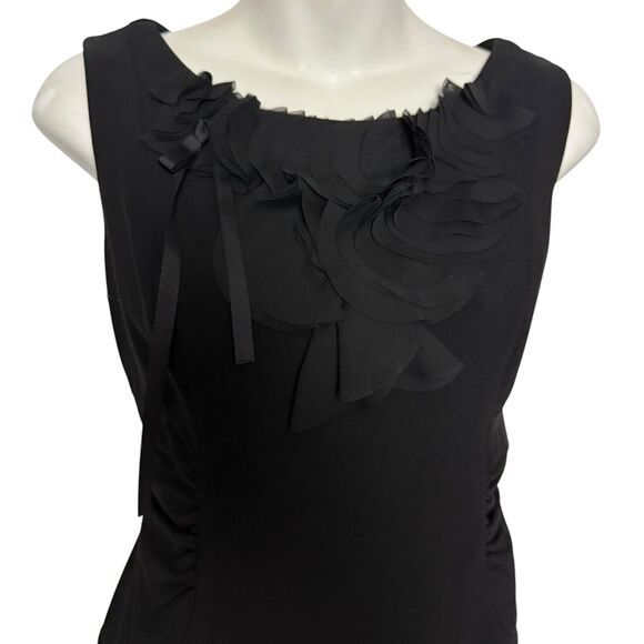 R&M Richards Petite Womens Black Ruffle 3D Stretch Sheath Whimsigoth Dress 8P - Picture 5 of 16